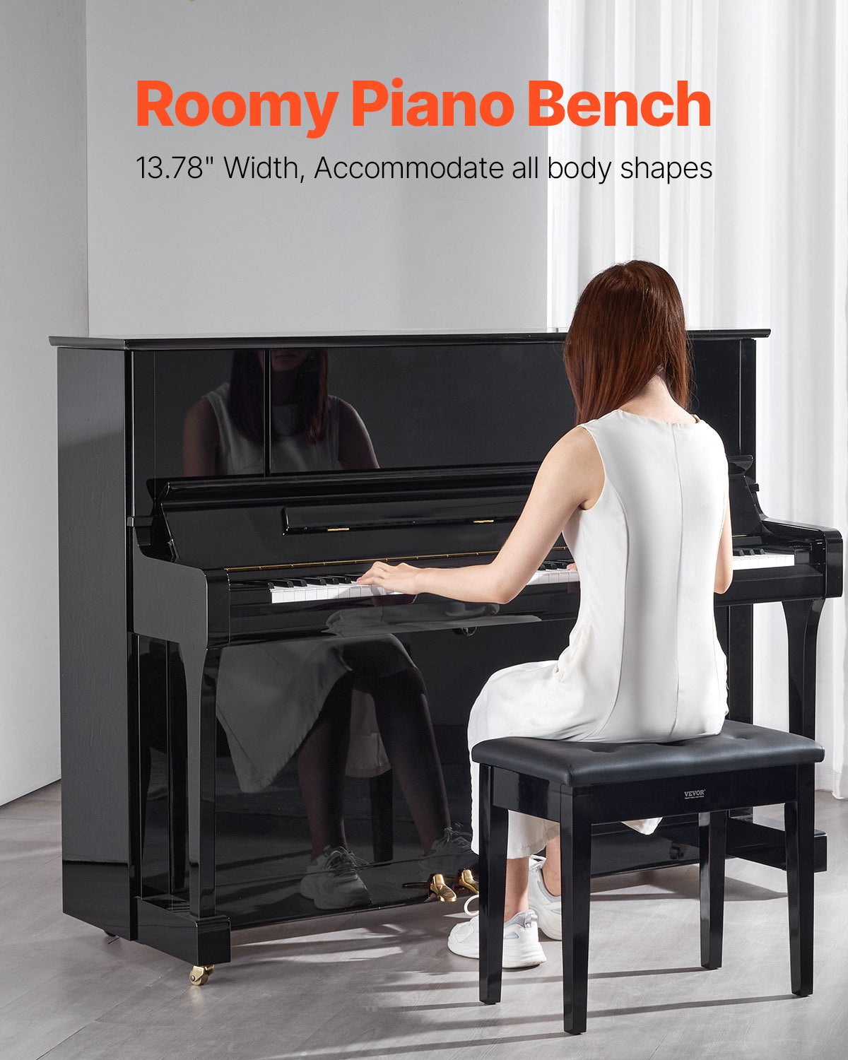 Basketball & Basketball Accessories: VEVOR Piano Bench, 22" x 13.78" x 19", Keyboard Piano Chair with High-Density Padded Cushion, Storage Compartment for Music Books, Wooden Piano Bookcase Stool Seat, for Vanity, Living Room, Bedroom