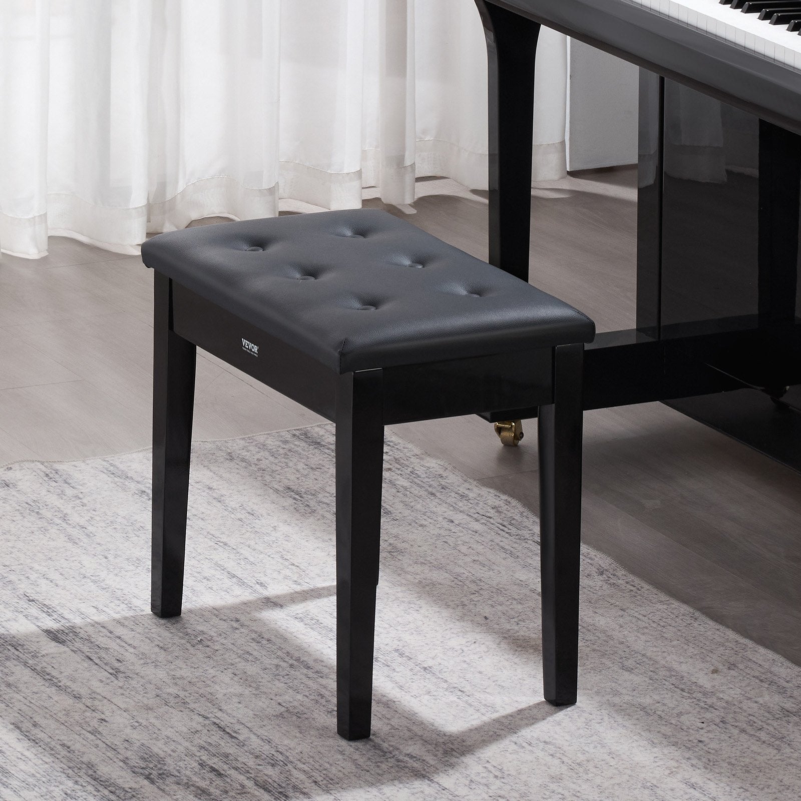 Basketball & Basketball Accessories: VEVOR Piano Bench, 22" x 13.78" x 19", Keyboard Piano Chair with High-Density Padded Cushion, Storage Compartment for Music Books, Wooden Piano Bookcase Stool Seat, for Vanity, Living Room, Bedroom