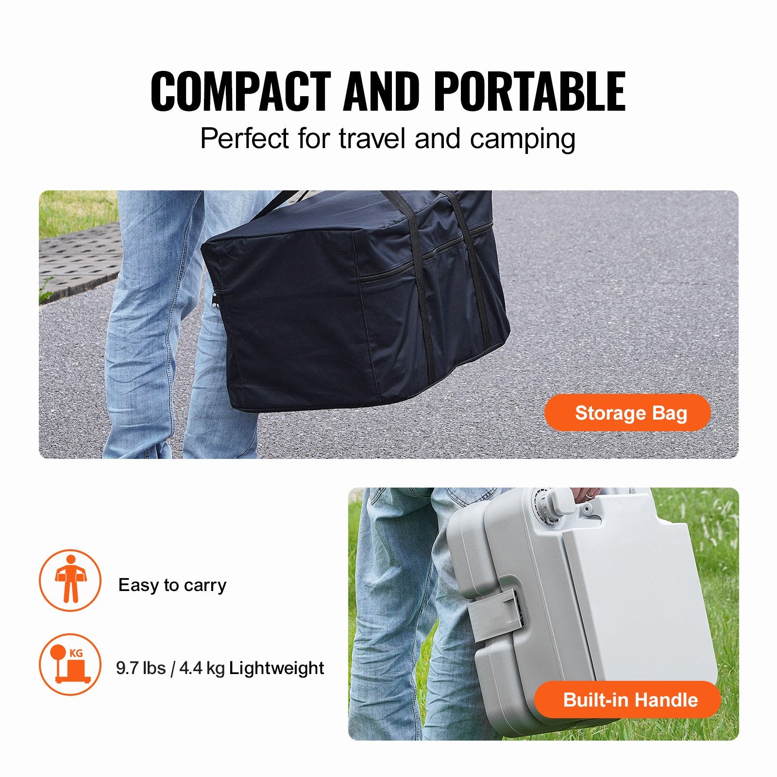 Pet ID Tags: VEVOR Portable Toilet for Camping with Carry Bag, RV Toilet with 3.2 Gal Waste Tank, Push-Button Pressurized Flush Commode, Leak-proof and Odourless Travel Toilet for Adults Kids Camping Car