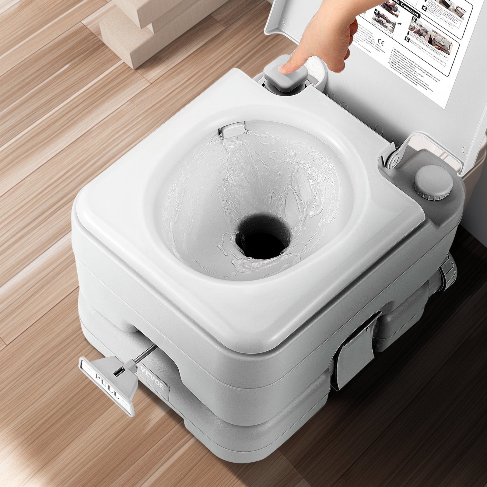 Pet ID Tags: VEVOR Portable Toilet for Camping with Carry Bag, RV Toilet with 3.2 Gal Waste Tank, Push-Button Pressurized Flush Commode, Leak-proof and Odourless Travel Toilet for Adults Kids Camping Car