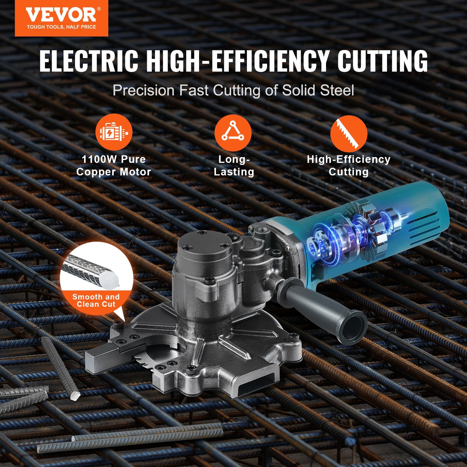 Chainsaws: VEVOR 1100W Electric Rebar Cutter Cutting up to 3/2In 4-40mm