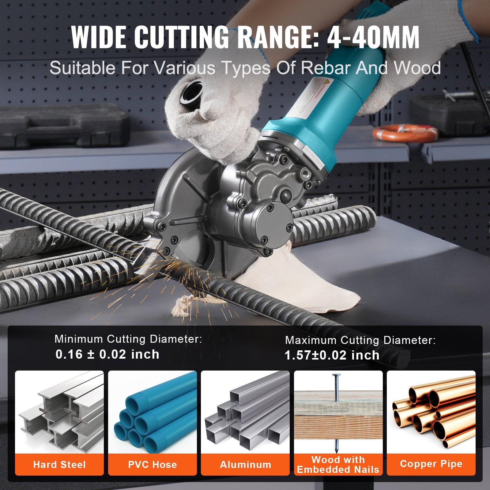 Chainsaws: VEVOR 1100W Electric Rebar Cutter Cutting up to 3/2In 4-40mm