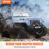 Automotive Lifts & Hoists: VEVOR Electric Winch, 4536 kg Load Capacity Nylon Rope Winch, IP67 8.9 mm x 25.9 m ATV Winch with Wireless Handheld Remote & Hawse Fairlead for Towing Jeep Off-Road SUV Truck Car Trailer Boat