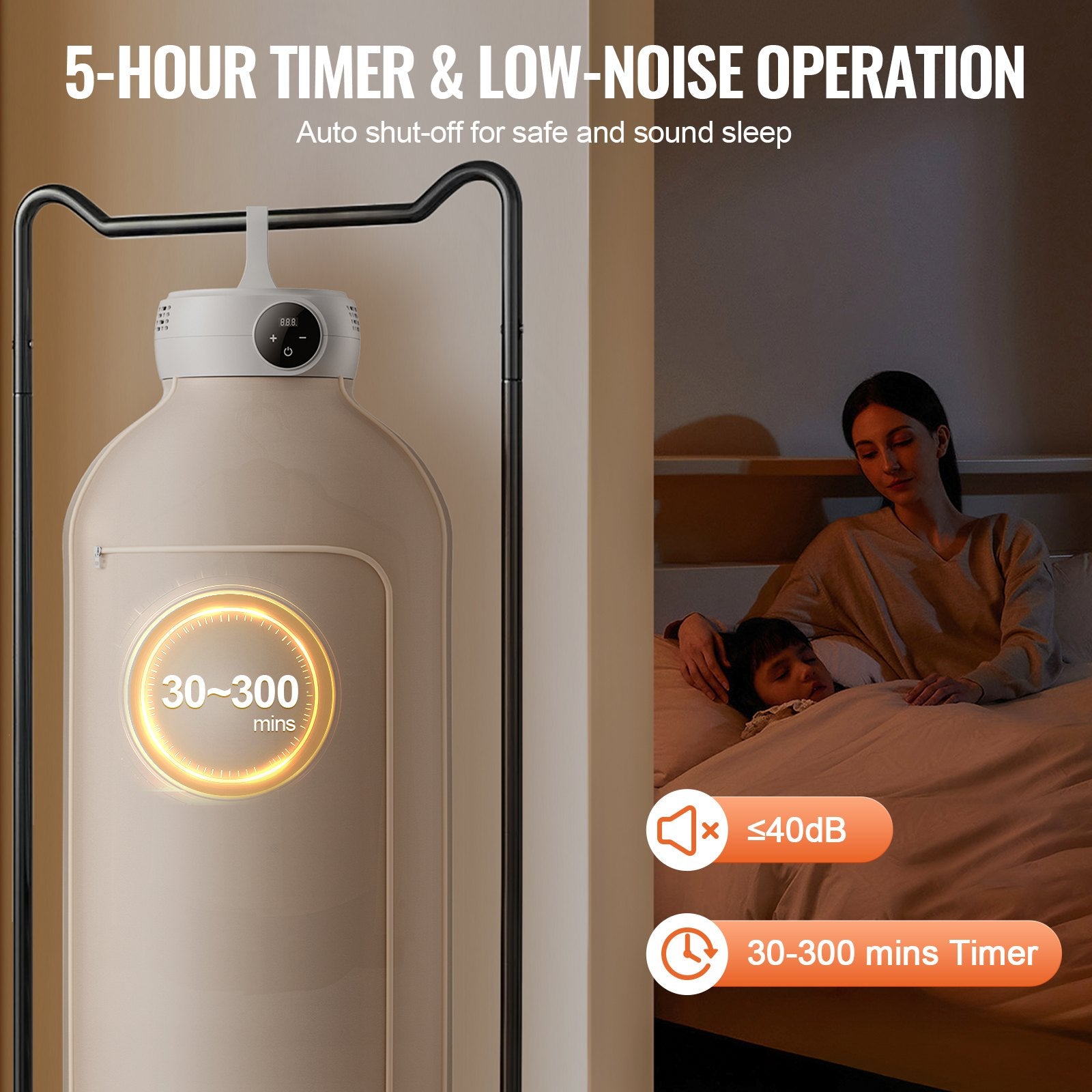 Gardening Tools: VEVOR Portable Clothes Dryer, Clothes Dryer with Dryer Bag, PTC Heating & LED Display, Foldable Mini Dryer with 5-H Timer for Apartments, Dorms, RVs, or Hotels, 600W, Beige