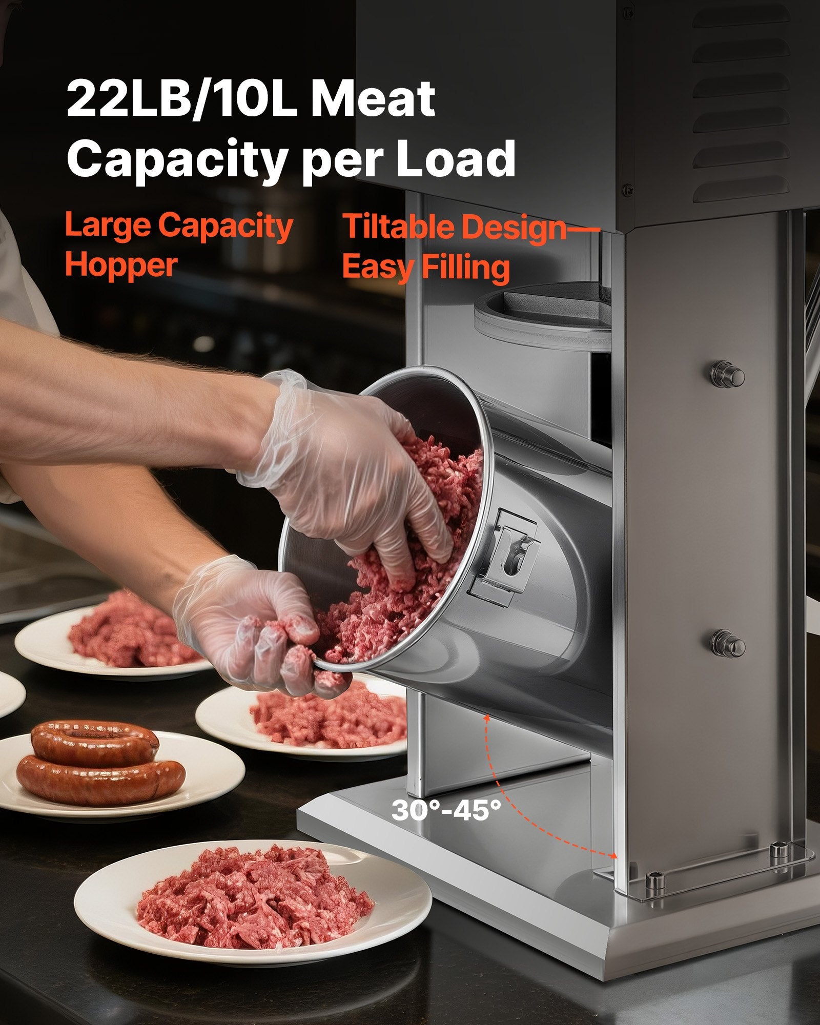Food Storage: VEVOR Electric Sausage Stuffer, 22 LBS / 10 L Vertical Meat Stuffer, Stepless Speed Control and Foot Pedal, Stainless Steel Heavy Duty Sausage Filler with 4 Stuffing Tubes, for Commercial & Home Use