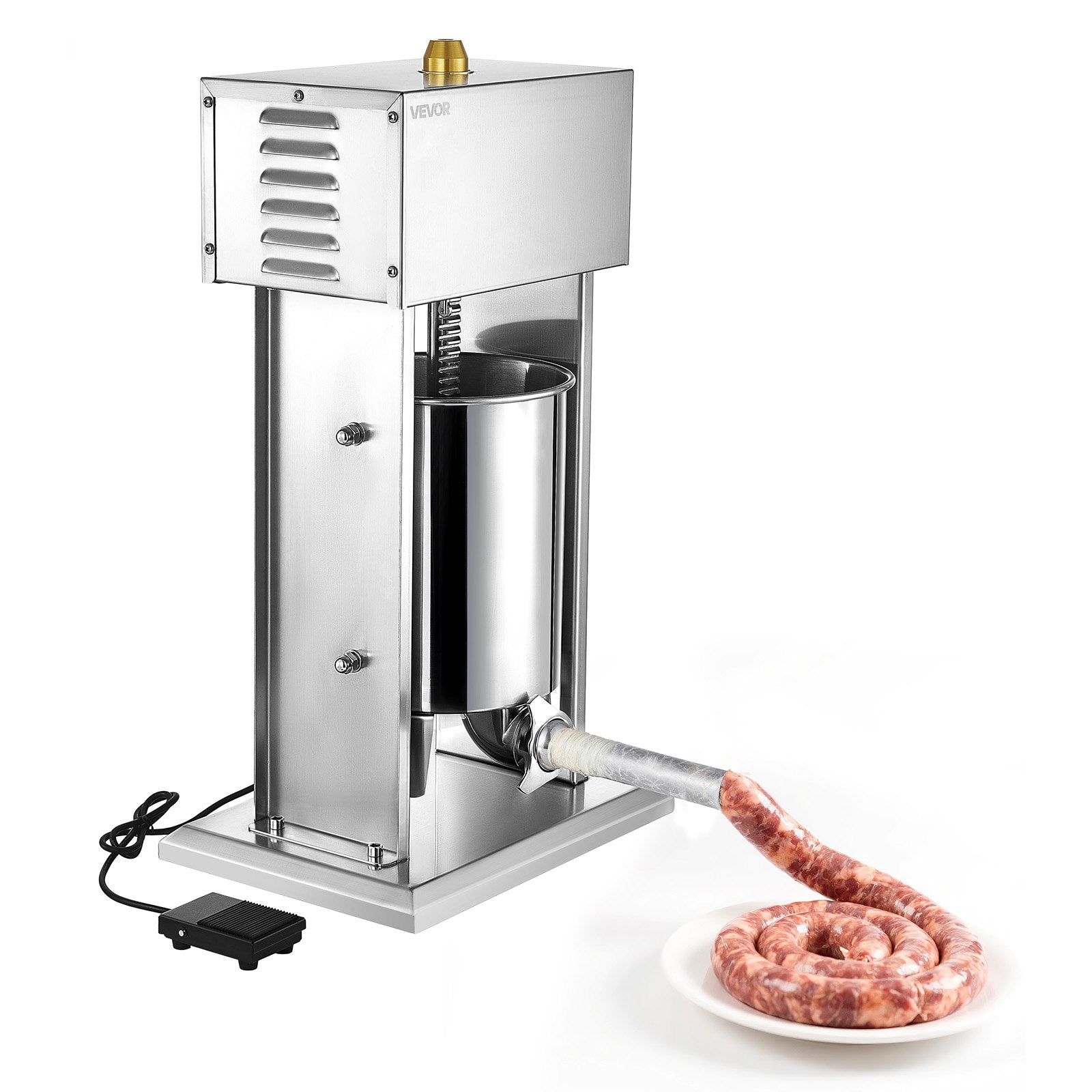 Food Storage: VEVOR Electric Sausage Stuffer, 22 LBS / 10 L Vertical Meat Stuffer, Stepless Speed Control and Foot Pedal, Stainless Steel Heavy Duty Sausage Filler with 4 Stuffing Tubes, for Commercial & Home Use