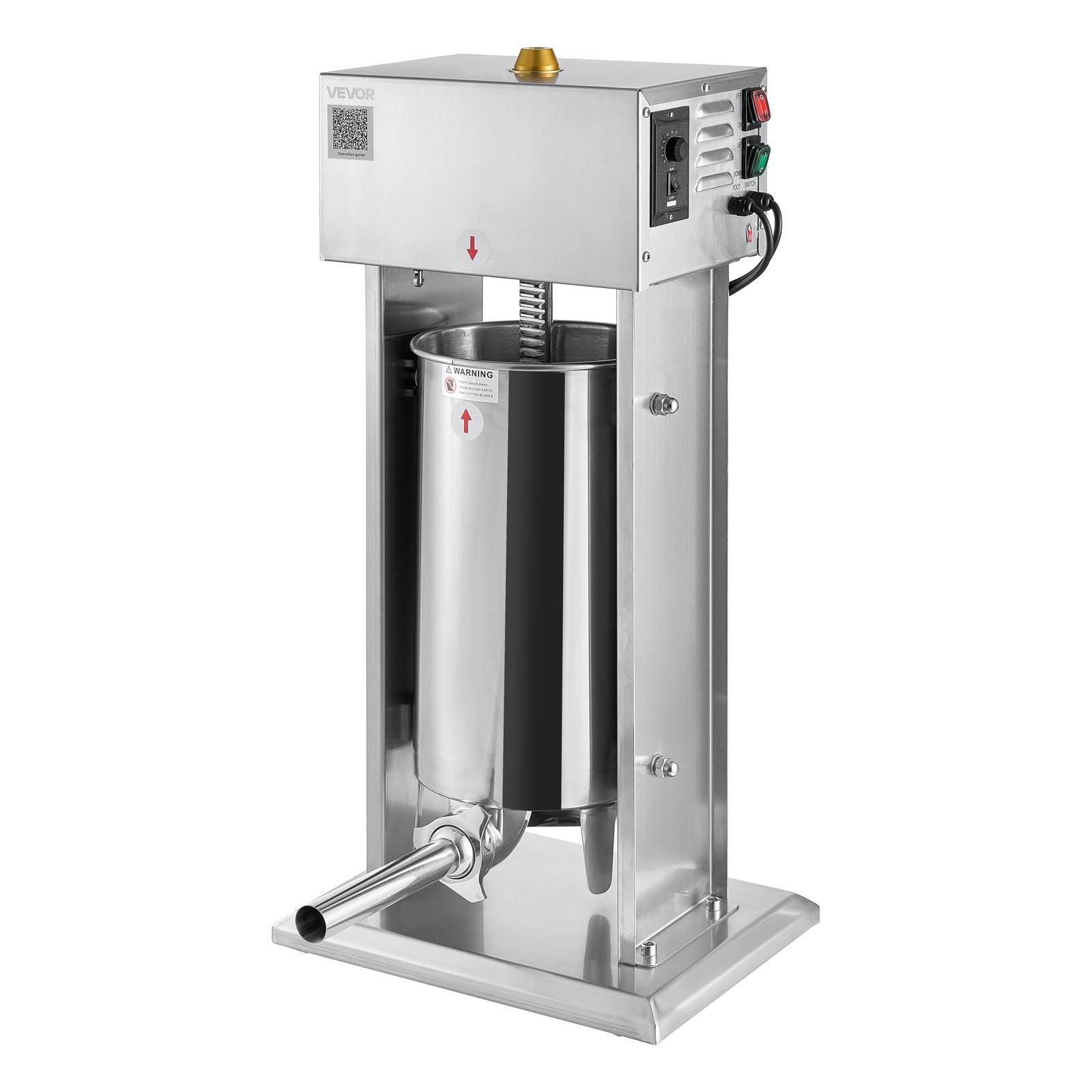 Food Storage: VEVOR Electric Sausage Stuffer, 33 LBS / 15 L Vertical Meat Stuffer, Stepless Speed Control and Foot Pedal, Stainless Steel Heavy Duty Sausage Filler with 4 Stuffing Tubes, for Commercial & Home Use