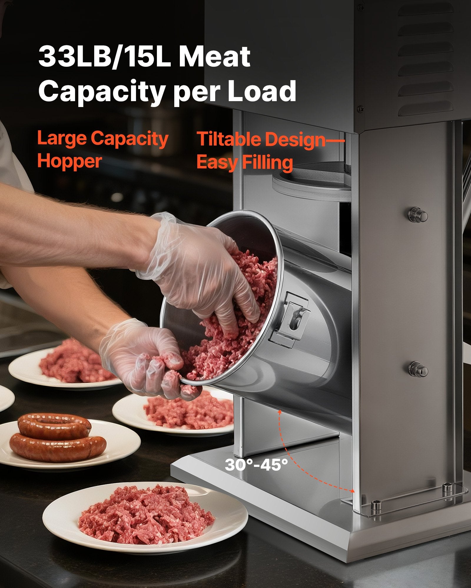 Food Storage: VEVOR Electric Sausage Stuffer, 33 LBS / 15 L Vertical Meat Stuffer, Stepless Speed Control and Foot Pedal, Stainless Steel Heavy Duty Sausage Filler with 4 Stuffing Tubes, for Commercial & Home Use