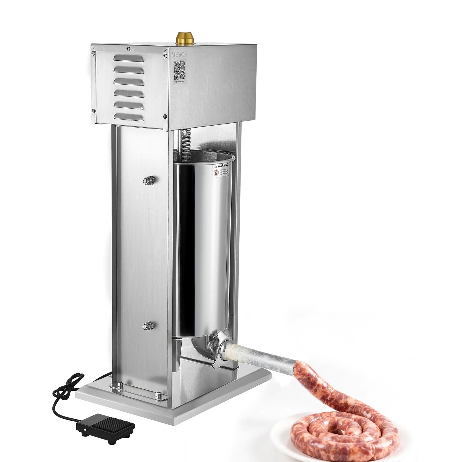 Food Storage: VEVOR Electric Sausage Stuffer, 33 LBS / 15 L Vertical Meat Stuffer, Stepless Speed Control and Foot Pedal, Stainless Steel Heavy Duty Sausage Filler with 4 Stuffing Tubes, for Commercial & Home Use