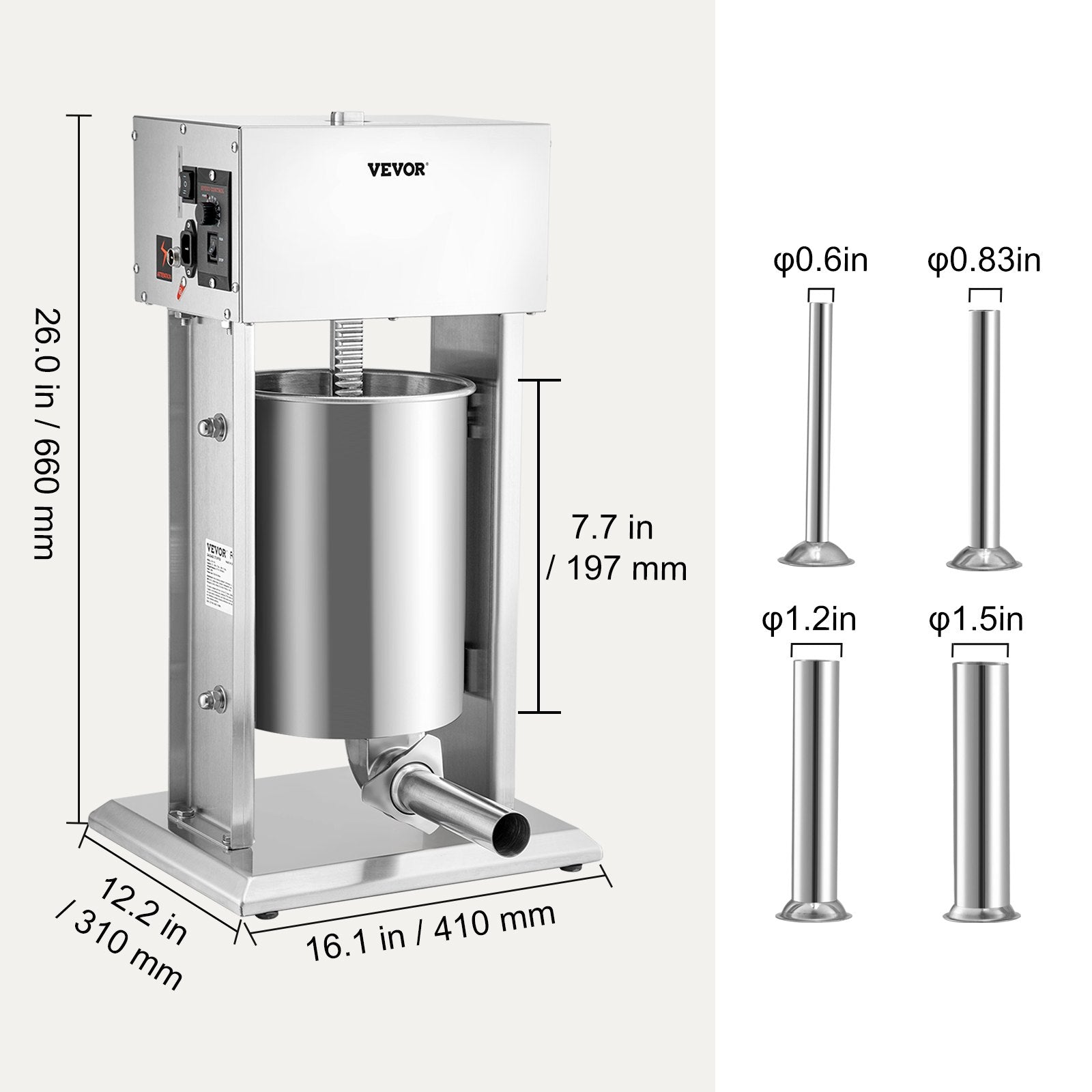 Electric Sausage Stuffer 10L Variable Speed Sausage Maker Stainless Steel