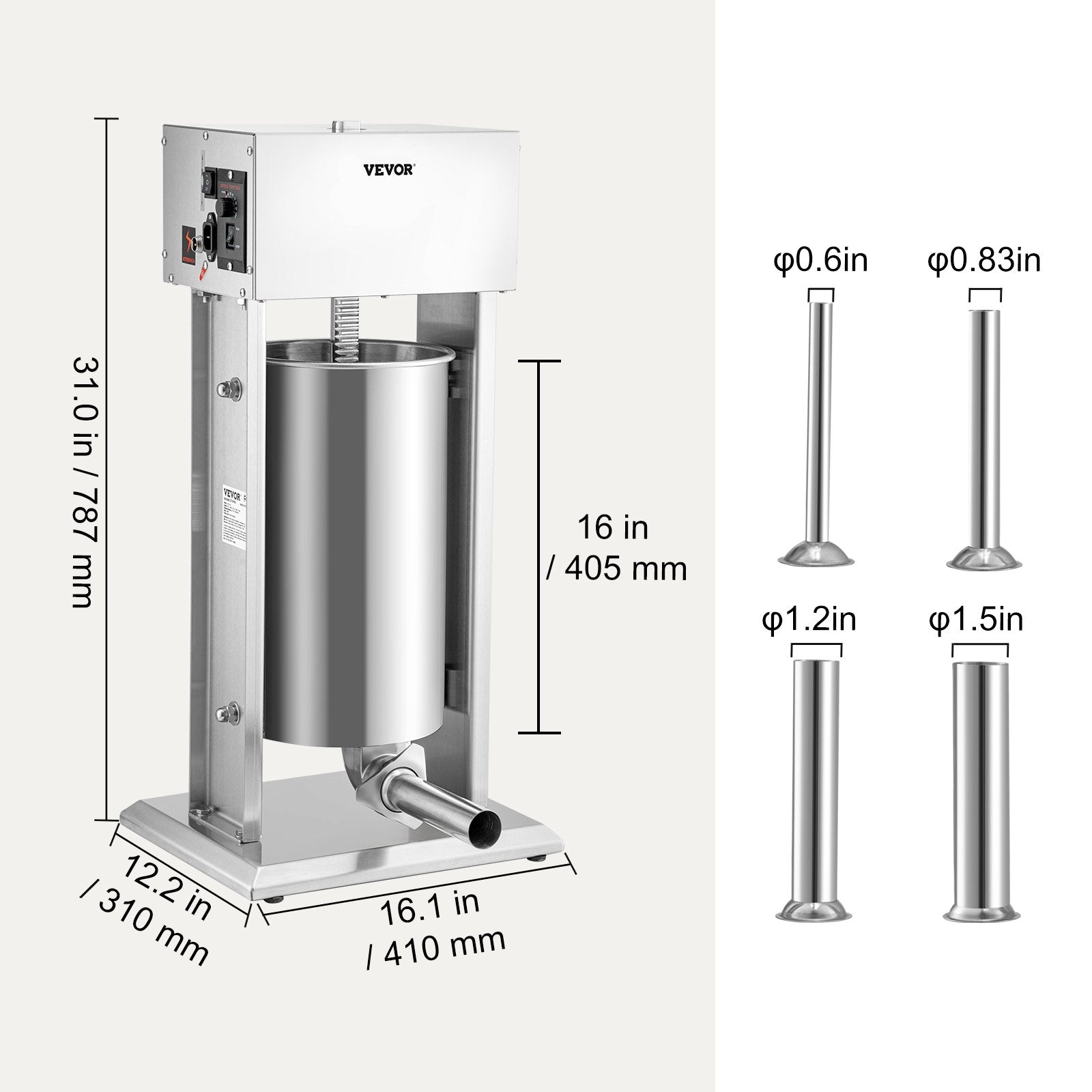 Electric Sausage Stuffer 15L Variable Speed Sausage Maker Stainless Steel
