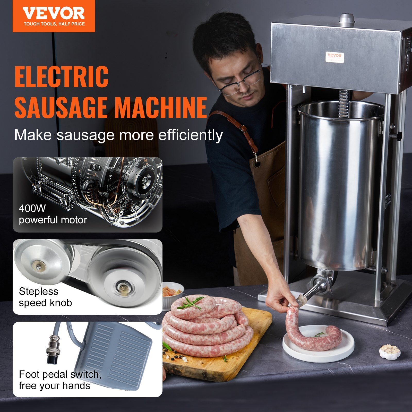 Farm Equipment: VEVOR Electric Sausage Stuffer 25 L Vertical Meat Stuffer 304 Stainless Steel