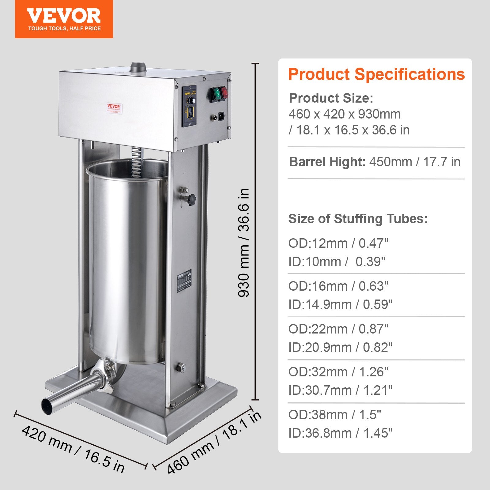 Farm Equipment: VEVOR Electric Sausage Stuffer 25 L Vertical Meat Stuffer 304 Stainless Steel