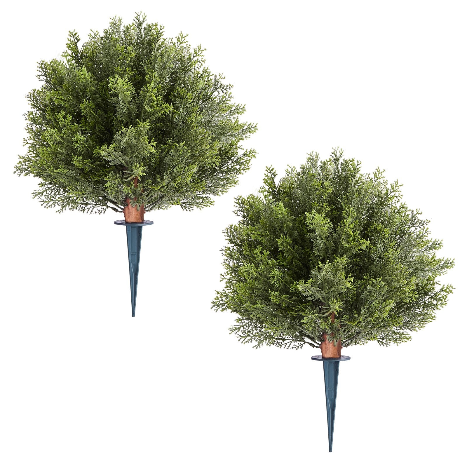 Artificial Trees: VEVOR Artificial Topiary Cypress Trees with Ground Spike, 2 Set 406mm Faux Shrubs & Bushes Potted Plants, Fake Silk Tree Look Real for Decor Front Porch Outdoor Indoor Patio Garden Balcony Backyard
