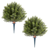 Artificial Trees: VEVOR Artificial Topiary Cypress Trees with Ground Spike, 2 Set 406mm Faux Shrubs & Bushes Potted Plants, Fake Silk Tree Look Real for Decor Front Porch Outdoor Indoor Patio Garden Balcony Backyard