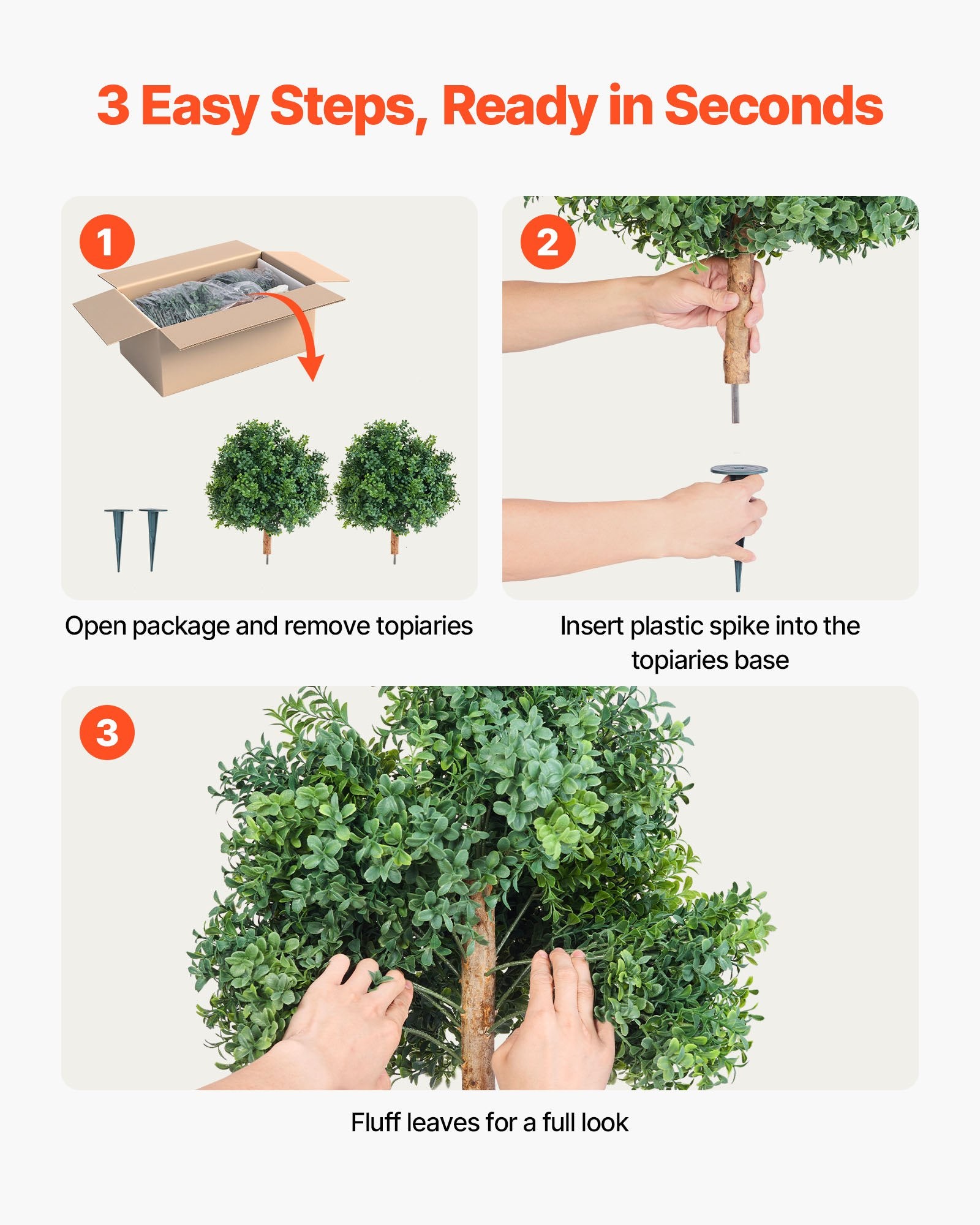 Artificial Topiary Boxwood Trees with Ground Spike, 2 Set 559mm Faux Shrubs & Bushes Potted Plants, Fake Silk Tree Look Real for Decor Front Porch Outdoor Indoor Patio Garden Balcony Backyard