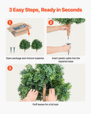 Artificial Trees: VEVOR Artificial Topiary Boxwood Trees with Ground Spike, 2 Set 559mm Faux Shrubs & Bushes Potted Plants, Fake Silk Tree Look Real for Decor Front Porch Outdoor Indoor Patio Garden Balcony Backyard