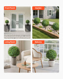Artificial Trees: VEVOR Artificial Topiary Boxwood Trees with Ground Spike, 2 Set 559mm Faux Shrubs & Bushes Potted Plants, Fake Silk Tree Look Real for Decor Front Porch Outdoor Indoor Patio Garden Balcony Backyard