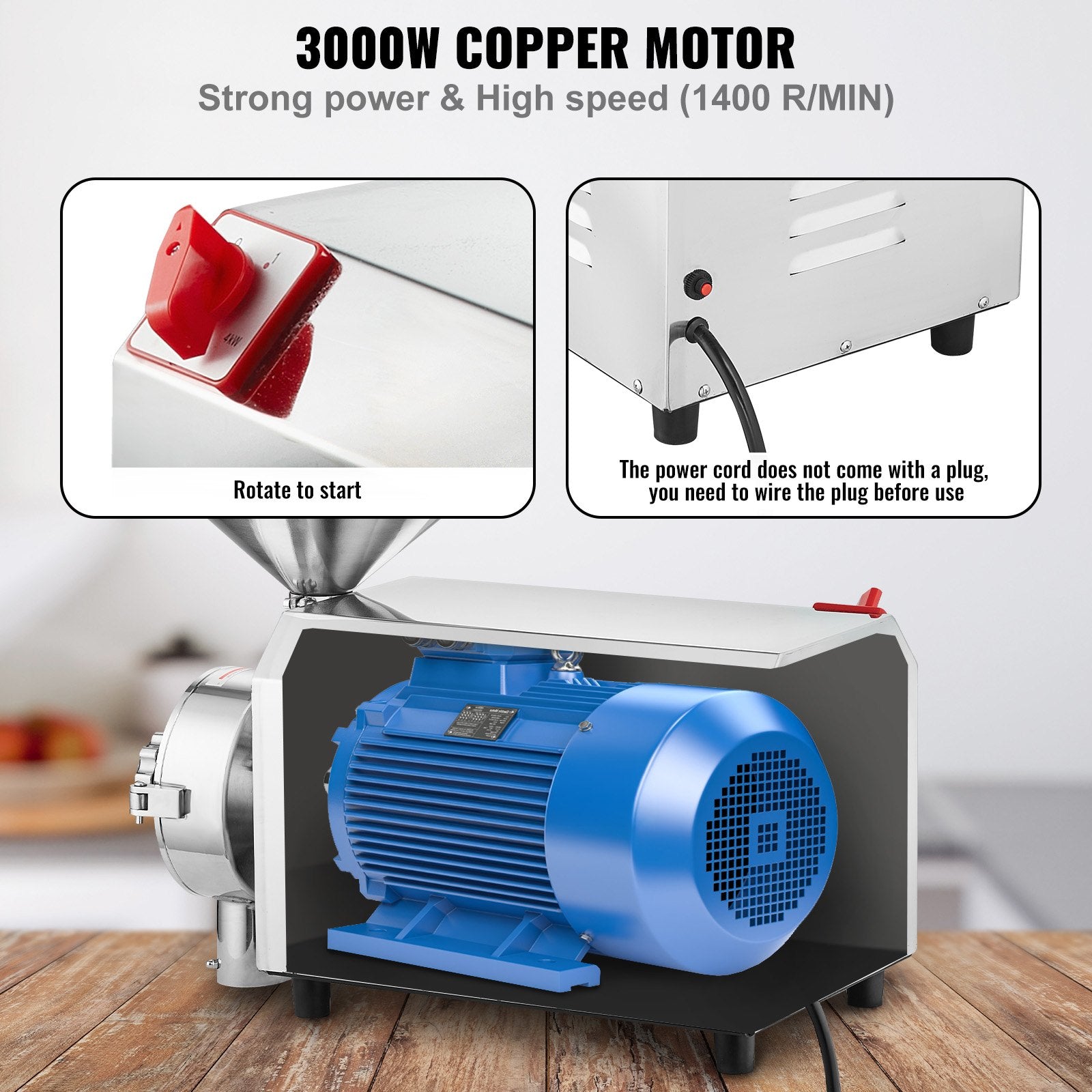 Gardening Tools: VEVOR Grain Grind Mill Grain Grinding Machine 3000W Food Processing Machinery