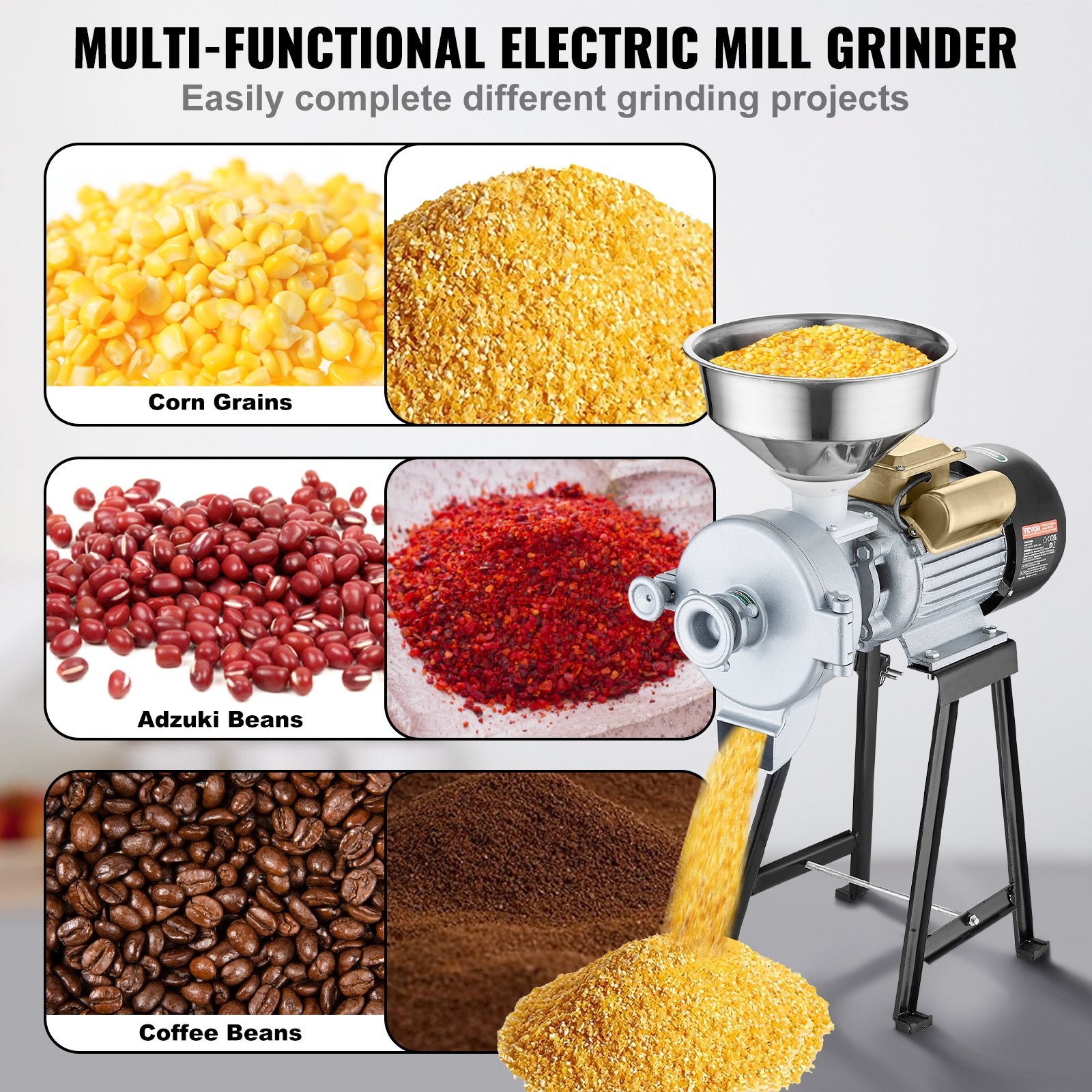 Gardening Tools: VEVOR 3000W Electric Grain Grinder Corn Wheat Flour Cereal Mill Wet & Dry