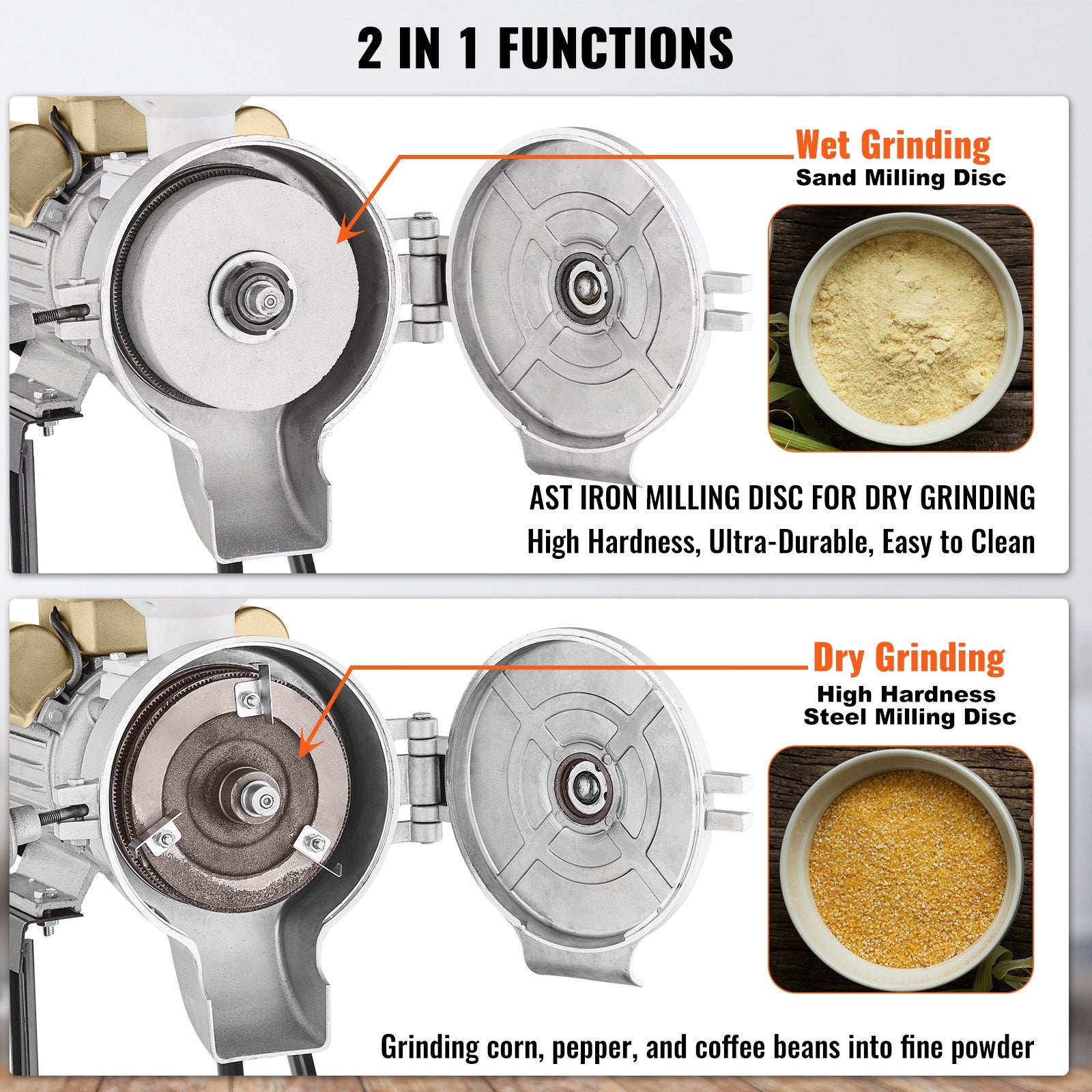 Gardening Tools: VEVOR 3000W Electric Grain Grinder Corn Wheat Flour Cereal Mill Wet & Dry