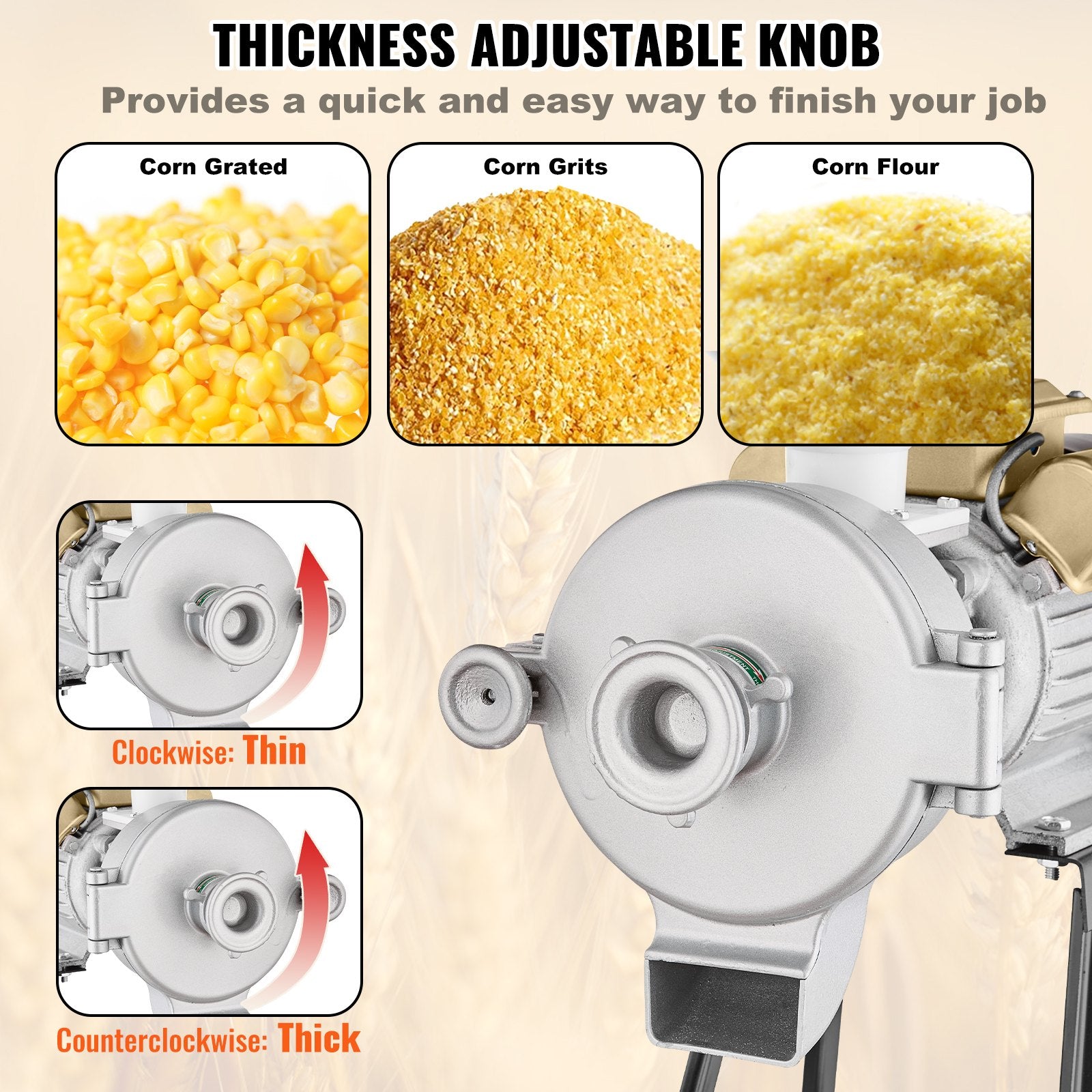 Gardening Tools: VEVOR 3000W Electric Grain Grinder Corn Wheat Flour Cereal Mill Wet & Dry