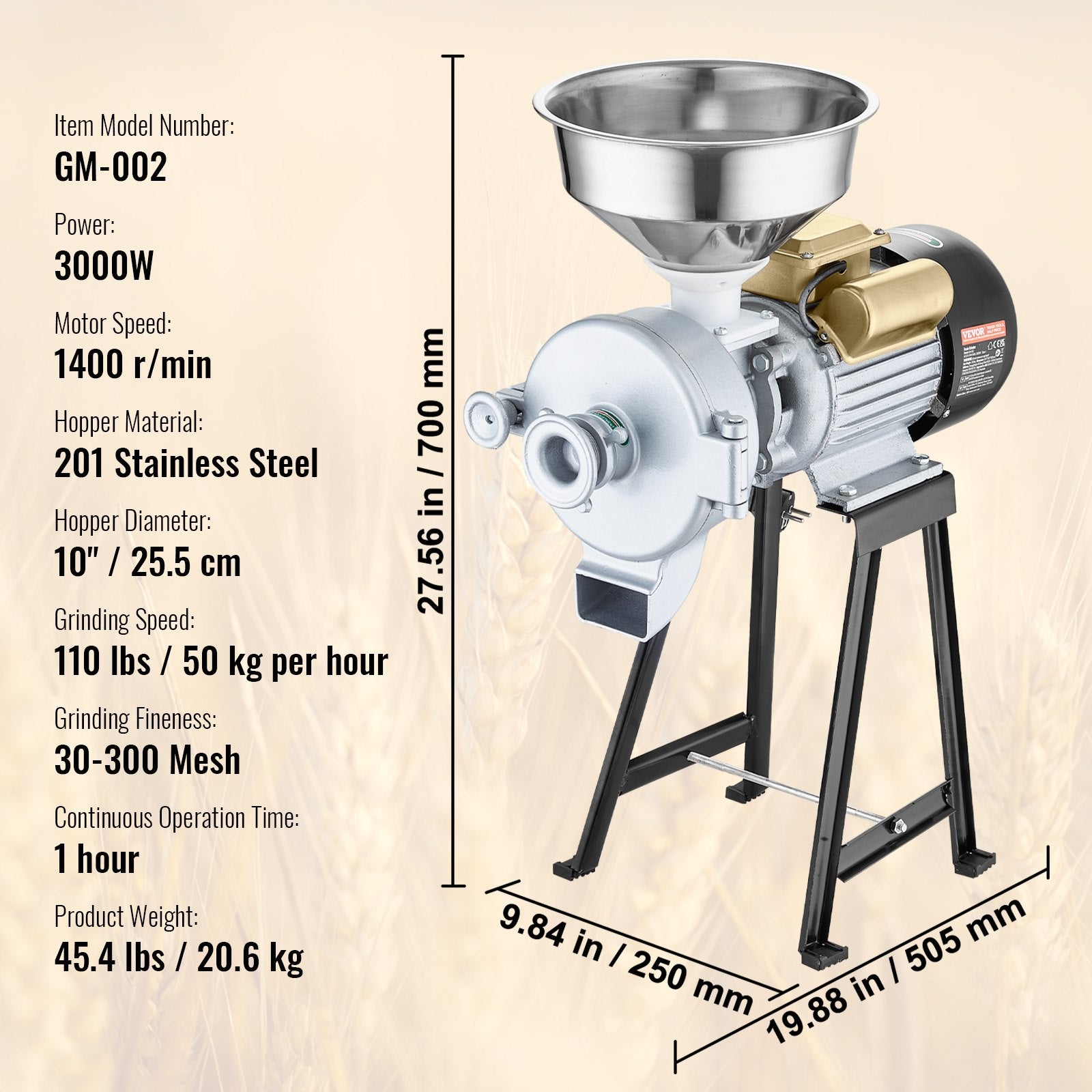 Gardening Tools: VEVOR 3000W Electric Grain Grinder Corn Wheat Flour Cereal Mill Wet & Dry