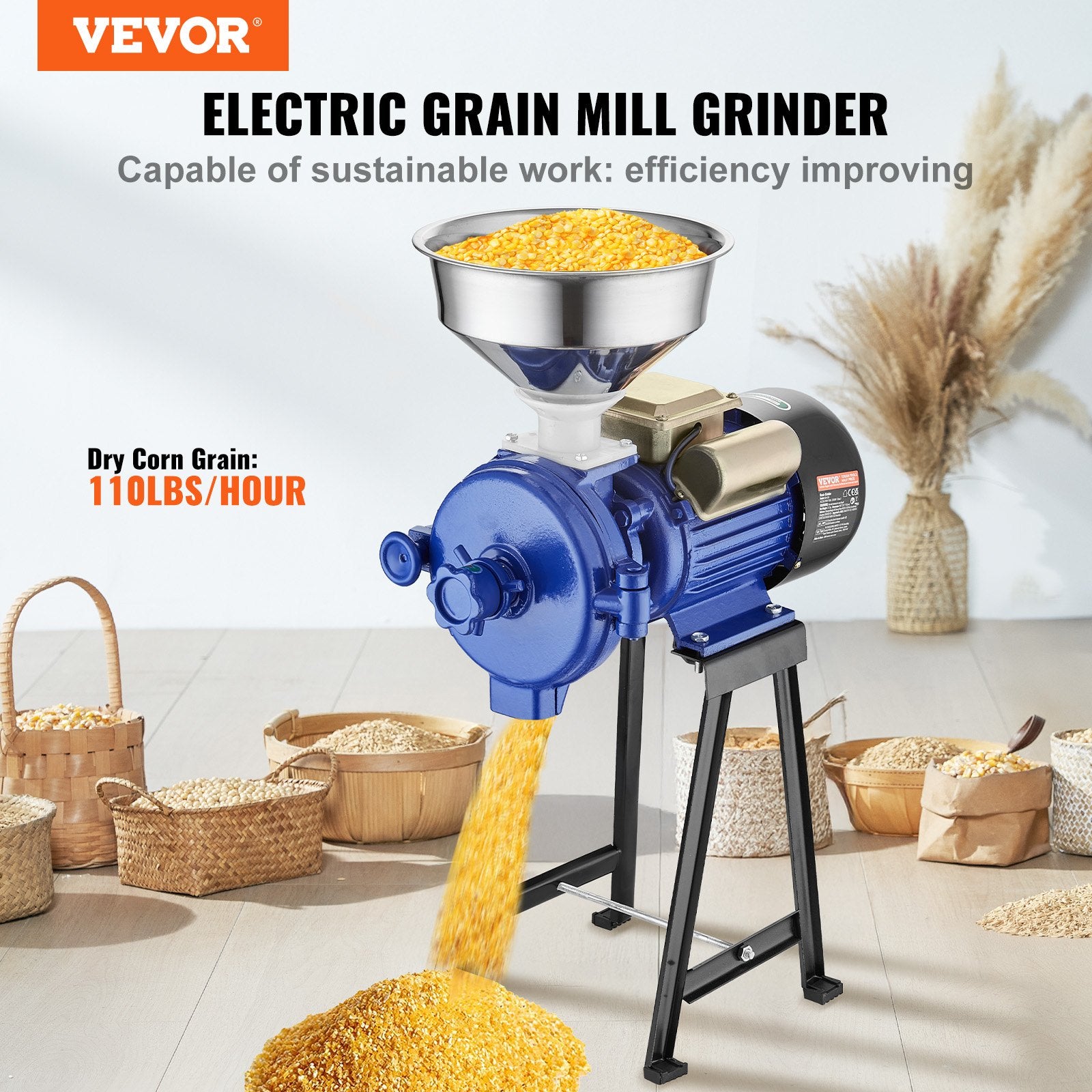 Gardening Tools: VEVOR 3000W Electric Grain Grinder Corn Wheat Flour Cereal Mill Dry Grinder