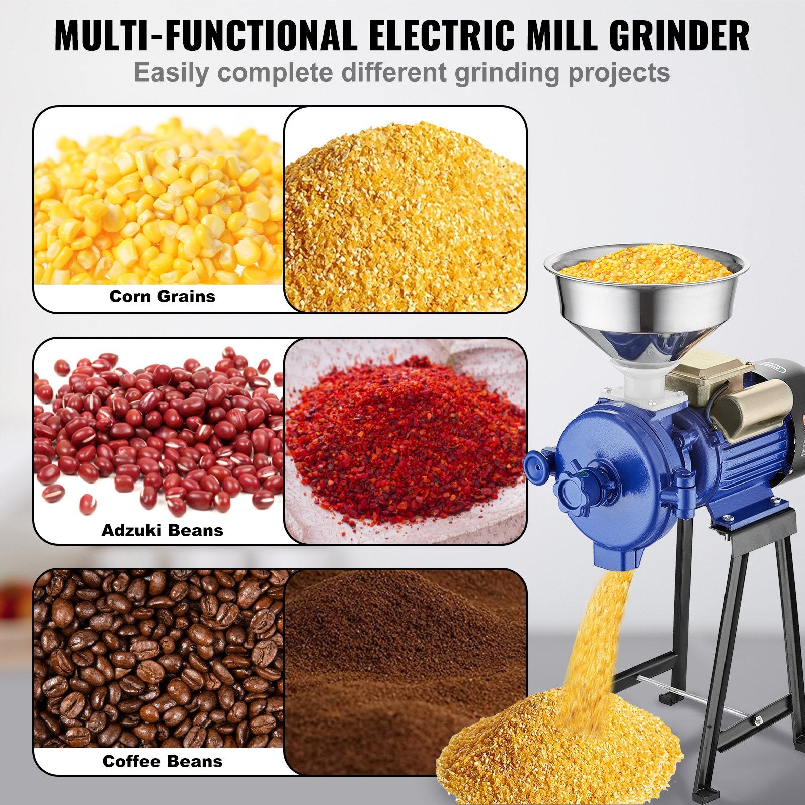 Gardening Tools: VEVOR 3000W Electric Grain Grinder Corn Wheat Flour Cereal Mill Dry Grinder