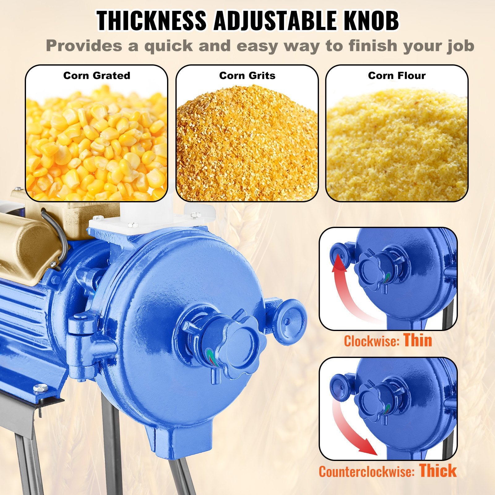 Gardening Tools: VEVOR 3000W Electric Grain Grinder Corn Wheat Flour Cereal Mill Dry Grinder
