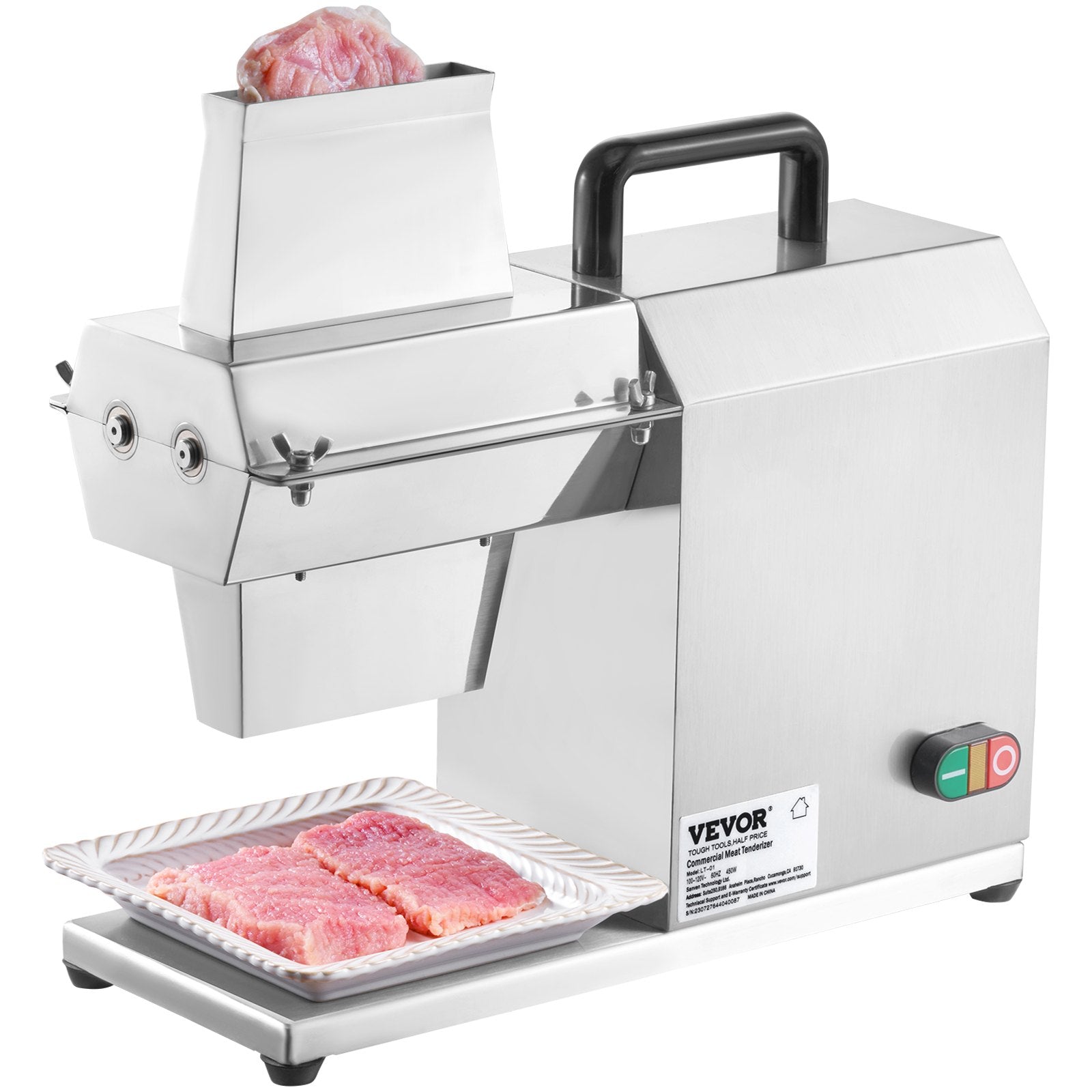 Commercial Meat Tenderizer, Heavy Duty Stainless Steel Kitchen Tool with Handle, Meat Tong, and Cleaning Brush, 450W Electric Meat Tenderizer Machine for Beef, Turkey, Chicken, Pork, and Fish