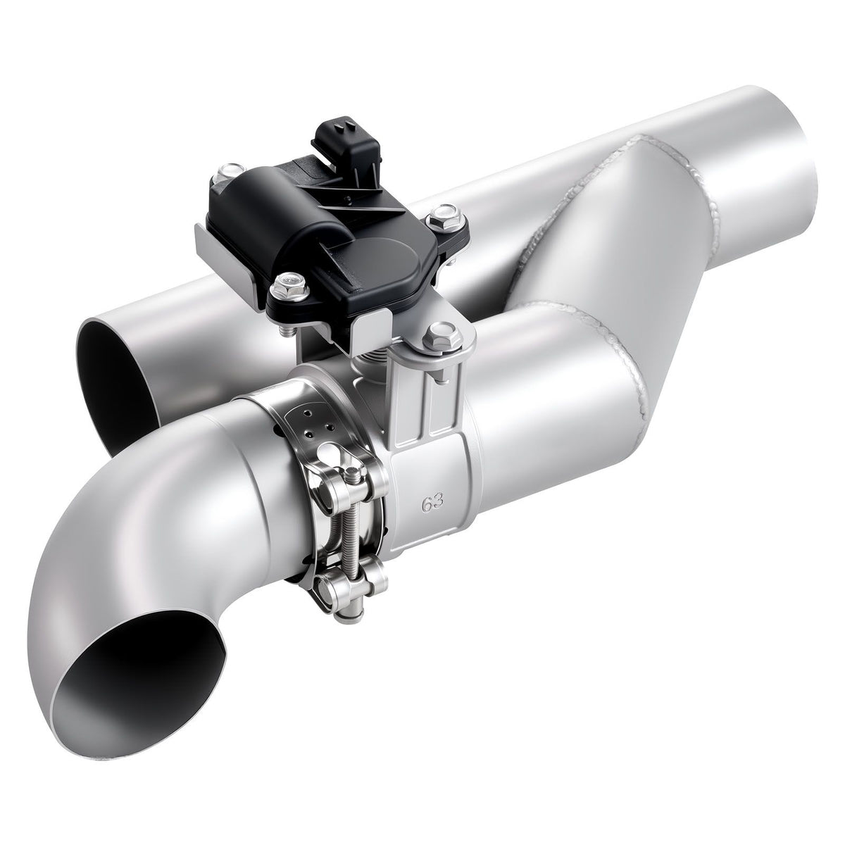 Electric Exhaust Cutout, 63.5 mm Universal Stainless Steel Exhaust Valve Kit with One Controller Remote Kit, Cut Out Valve, Y Pipe, Remote Control & Box, Fits Trucks, Sedans, Sports Cars, SUVs