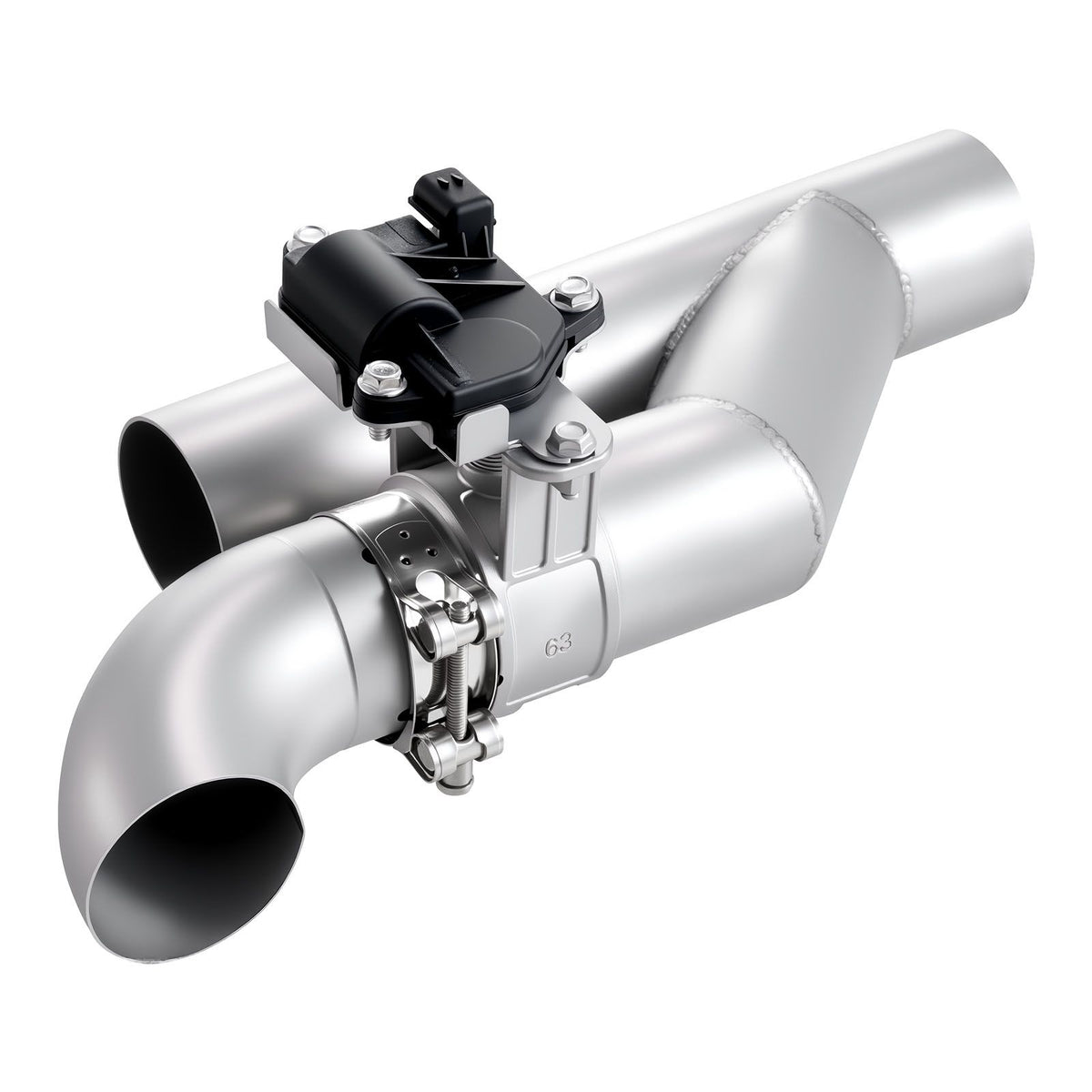 Electric Exhaust Cutout, 63.5 mm Universal Stainless Steel Exhaust Valve Kit with One Controller Remote Kit, Cut Out Valve, Y Pipe, Remote Control & Box, Fits Trucks, Sedans, Sports Cars, SUVs