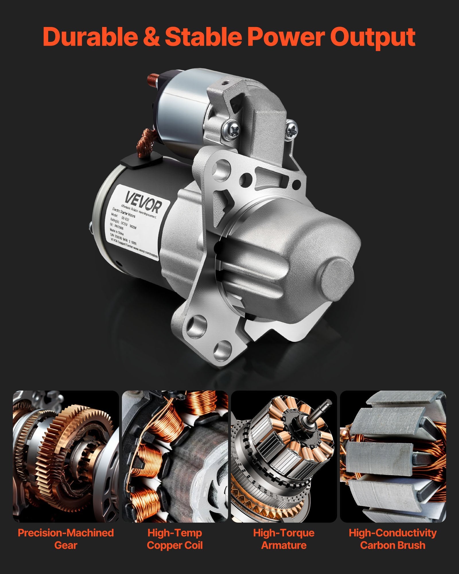 Starter 17986, Starter Motor Replacement Compatible with Buick 3.6L V6 06-08, Cadillac SRX 3.0L V6 10-11, Chevrolet 3.6L V6 09-17, GMC Pontiac Saturn Suzuki, OEM 12588493 M000T35871 31100-78J00