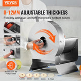 Gardening Tools: VEVOR Electric Vegetable Slicer, 0-0.5"/0-12mm Thickness Adjustable Commercial Slicer Machine, Convertible to Manual, Stainless Steel Food Cutter Slicing Machine, Large Feed Port for Potato, Tomato