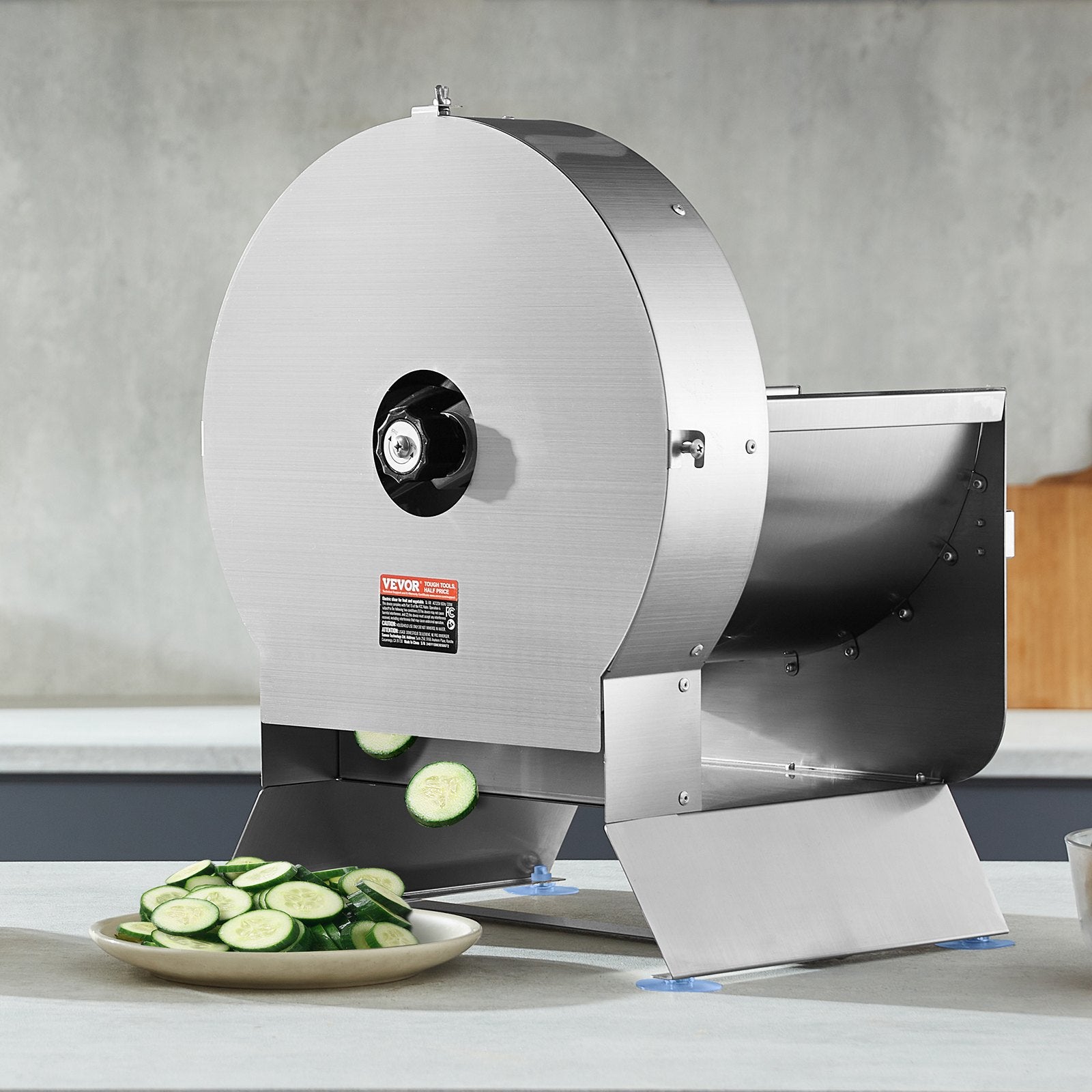Electric Vegetable Slicer, 0-0.5"/0-12mm Thickness Adjustable Commercial Slicer Machine, Convertible to Manual, Stainless Steel Food Cutter Slicing Machine, Large Feed Port for Potato, Tomato