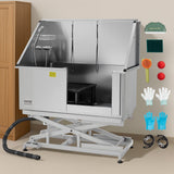 Pet Grooming Supplies: VEVOR 127 cm Electric Dog Grooming Bath Tub Stainless Steel w Water Filter