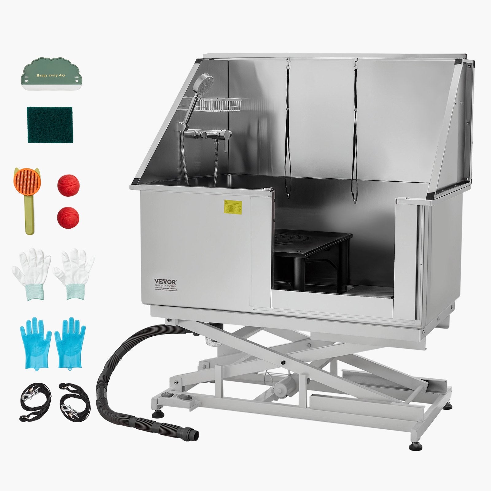 Pet Grooming Supplies: VEVOR 127 cm Electric Dog Grooming Bath Tub Stainless Steel w Water Filter
