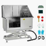 Pet Grooming Supplies: VEVOR 127 cm Electric Dog Grooming Bath Tub Stainless Steel w Water Filter Left