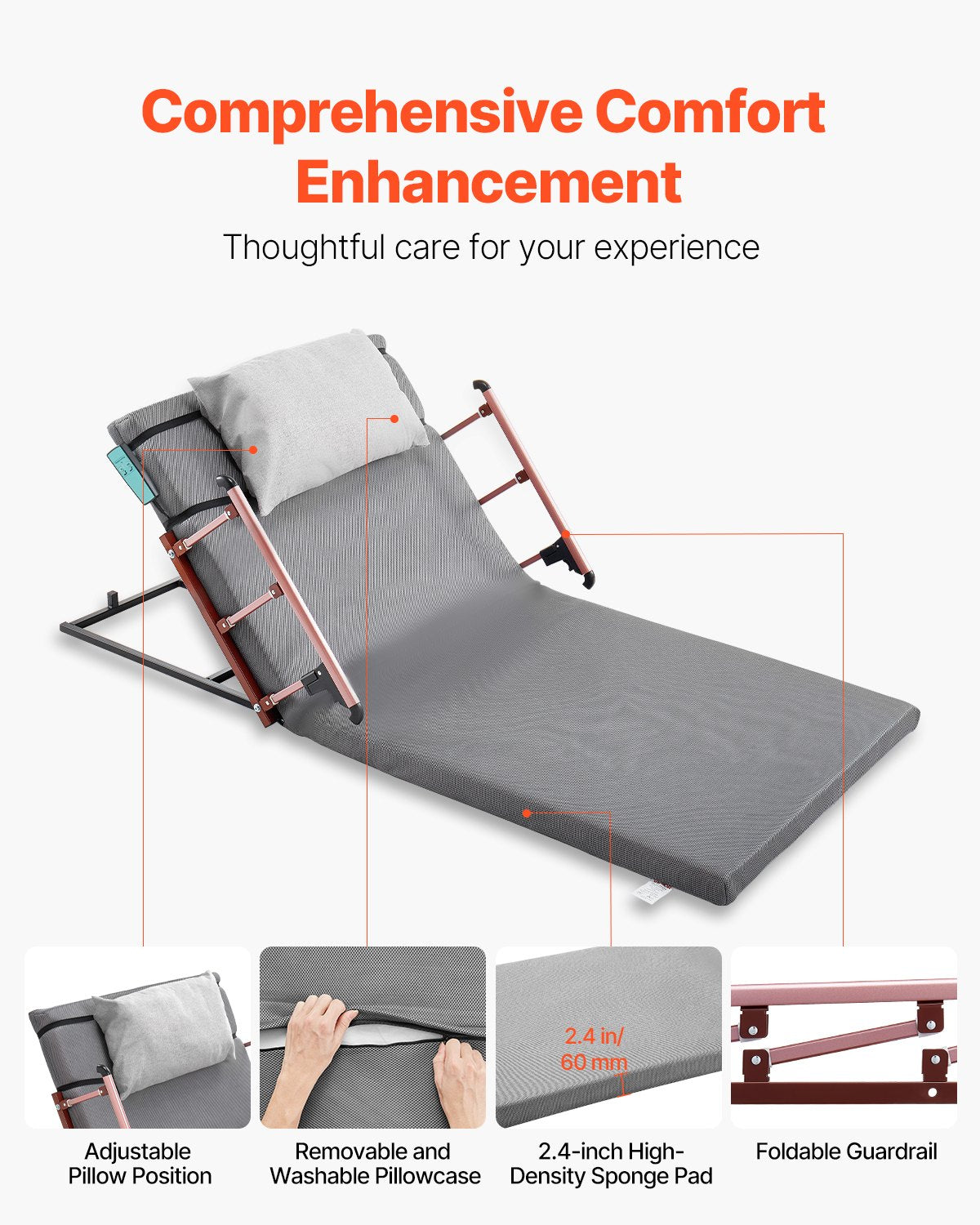 Automotive Parts: VEVOR Electric Lifting Backrest 136 kg 4-68° Adjustable with Folable Guardrail, 1910 x 960 mm