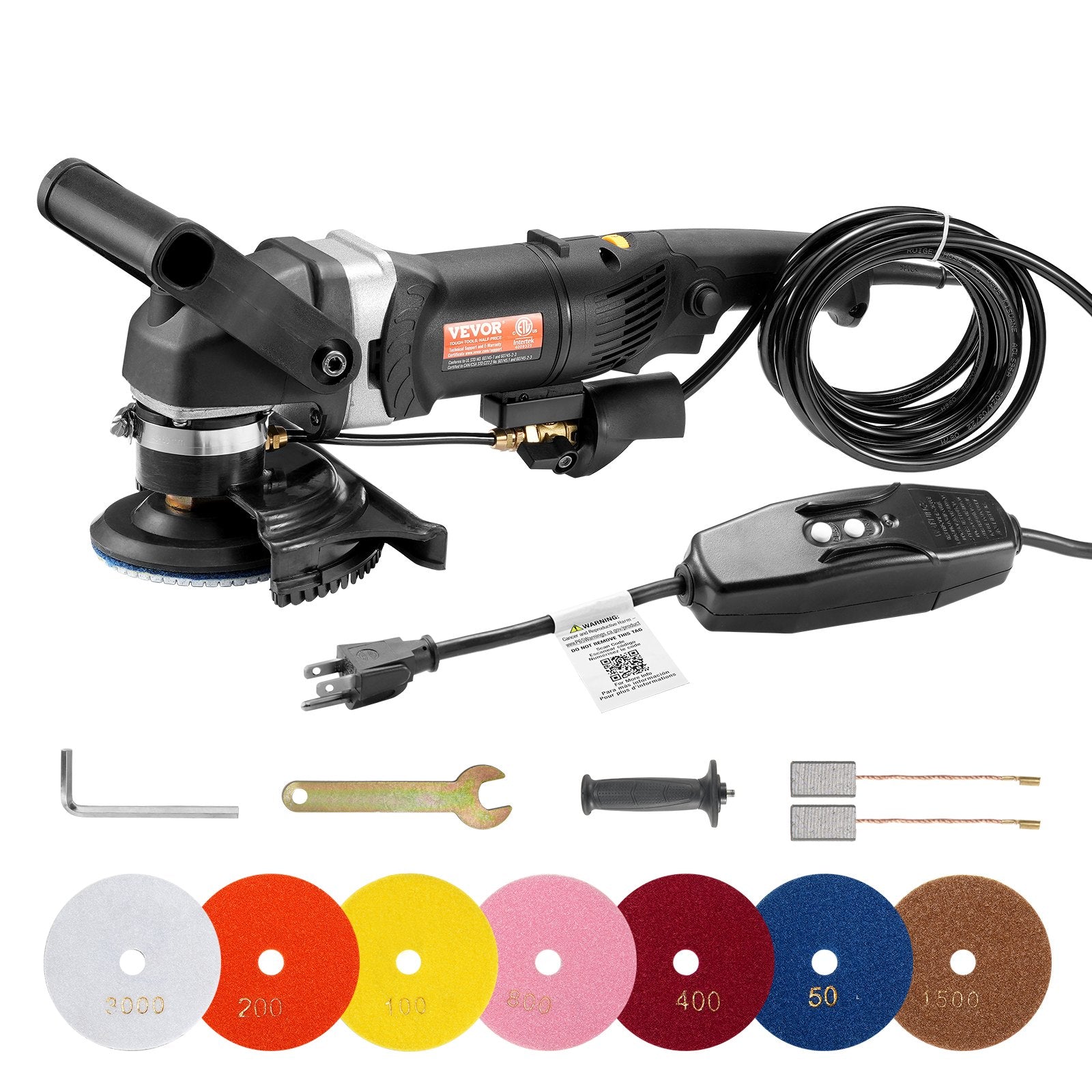 Wet Stone Polisher 4-Inch 800W Electric Concrete Polisher 6 Speed 7 Pads