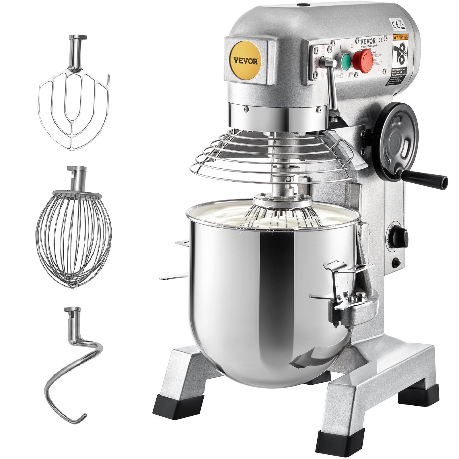 Commercial Stand Mixer, 850W Heavy Duty Electric Food Mixer, 15Qt Stainless Steel Bowl with 3 Speeds Adjustable 113/184/341 RPM, Dough Hook Whisk Beater Included, Perfect for Bakery Pizzeria