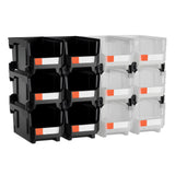 Tool Cabinets: VEVOR Plastic Stackable Storage Bins, 37.7 x 21.5 x 18 cm (12 Pack), Plastic Containers for Organizing & Storage Bins for Garage, Small Parts, Office Supplies, Other Accessories, Black & Transparent