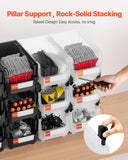 Tool Cabinets: VEVOR Plastic Stackable Storage Bins, 37.7 x 21.5 x 18 cm (12 Pack), Plastic Containers for Organizing & Storage Bins for Garage, Small Parts, Office Supplies, Other Accessories, Black & Transparent