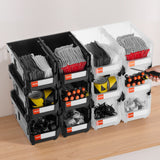 Tool Cabinets: VEVOR Plastic Stackable Storage Bins, 37.7 x 21.5 x 18 cm (12 Pack), Plastic Containers for Organizing & Storage Bins for Garage, Small Parts, Office Supplies, Other Accessories, Black & Transparent