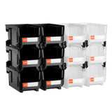 Tool Cabinets: VEVOR Plastic Stackable Storage Bins, 37.7 x 21.5 x 18 cm (12 Pack), Plastic Containers for Organizing & Storage Bins for Garage, Small Parts, Office Supplies, Other Accessories, Black & Transparent