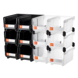Tool Cabinets: VEVOR Plastic Stackable Storage Bins, 37.7 x 21.5 x 18 cm (12 Pack), Plastic Containers for Organizing & Storage Bins for Garage, Small Parts, Office Supplies, Other Accessories, Black & Transparent