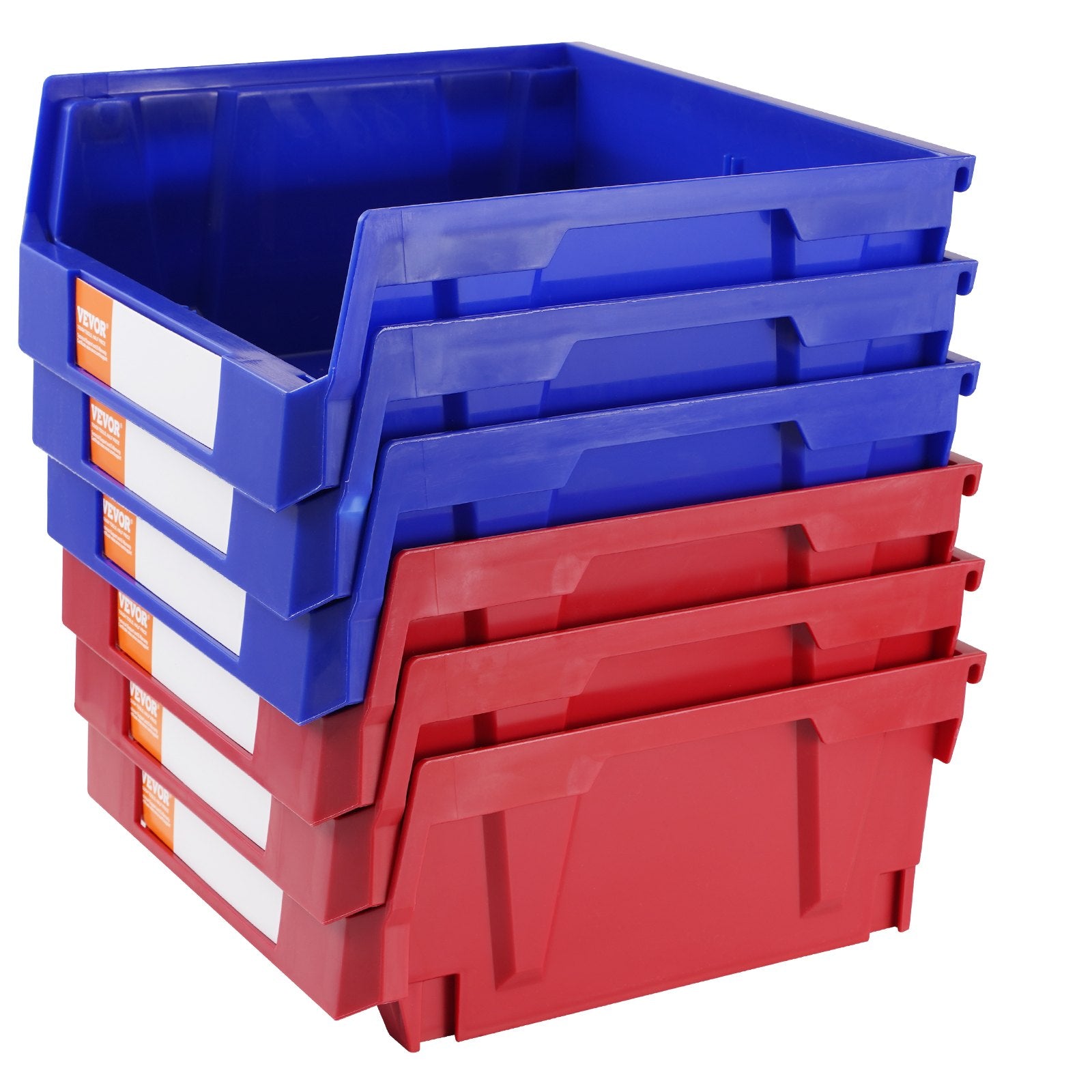 Storage Boxes: VEVOR Plastic Storage Bin, (276 mm x 279 mm x 128 mm), Hanging Stackable Storage Organizer Bin, Blue/Red, 6-Pack, Heavy Duty Stacking Containers for Closet, Kitchen, Office, or Pantry Organization
