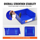 Storage Boxes: VEVOR Plastic Storage Bin, (276 mm x 279 mm x 128 mm), Hanging Stackable Storage Organizer Bin, Blue/Red, 6-Pack, Heavy Duty Stacking Containers for Closet, Kitchen, Office, or Pantry Organization