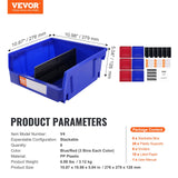 Storage Boxes: VEVOR Plastic Storage Bin, (276 mm x 279 mm x 128 mm), Hanging Stackable Storage Organizer Bin, Blue/Red, 6-Pack, Heavy Duty Stacking Containers for Closet, Kitchen, Office, or Pantry Organization